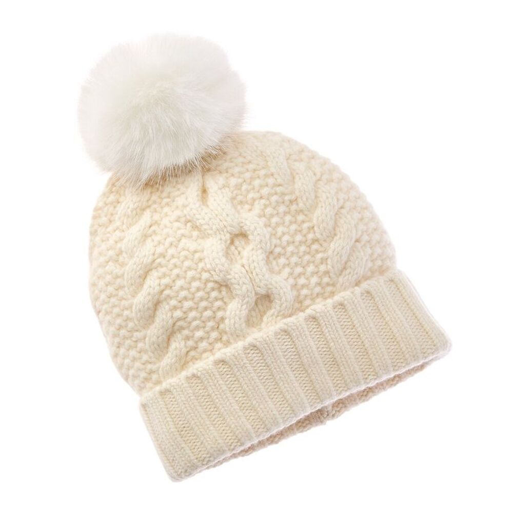 Sofiacashmere Chunky Cable Cashmere Hat, White